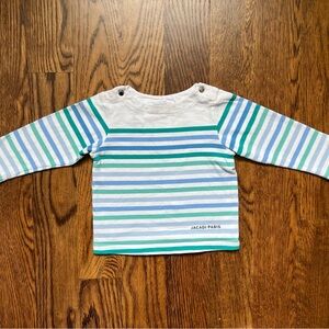 Jacadi Blue and Green Striped Long Sleeve Tee